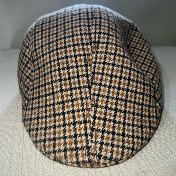 Westend Brown/Gold/Cream Houndstooth Newsboy Cabbie Hat Cap Size S/M - Picture 3 of 6